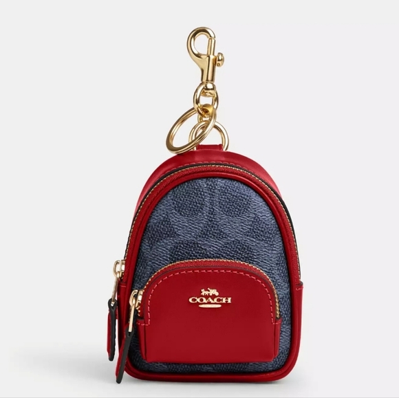 Coach Mini Court Backpack Bag Charm In Signature Canvas - Picture 1 of 3